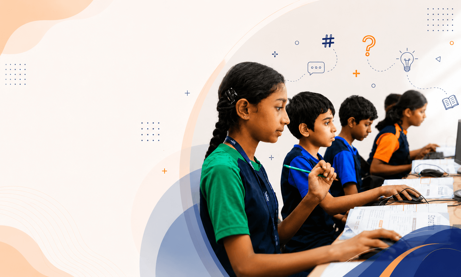 Students collaborating and coding in computer laboratory